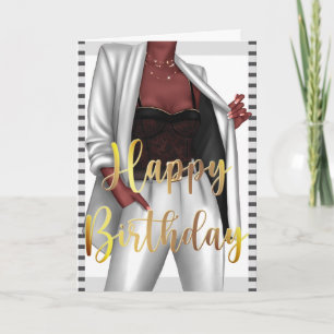 De zwarte Kaart 'Girl Boss' van de Birthday
