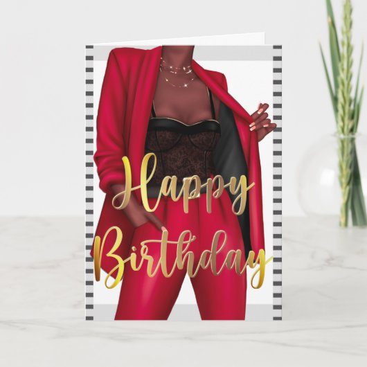 De zwarte Kaart 'Girl Boss' van de Birthday (Voorkant)