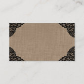 De zwarte kant op rustieke burlap bruiloft website informatiekaartje (Achterkant)