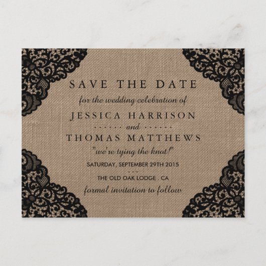De zwarte kant van het Collectie van de Rustic Bur Aankondigingskaart (Voorkant)