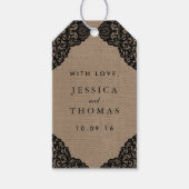 De zwarte kant van het Collectie van de Rustic Bur Cadeaulabel (Voorkant)