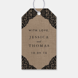 De zwarte kant van het Collectie van de Rustic Bur Cadeaulabel