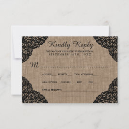 De zwarte kant van het Collectie van de Rustic Bur RSVP Kaartje