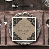 De zwarte kant van het Collectie van de Rustic Bur Servetten
