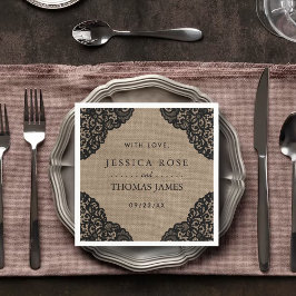 De zwarte kant van het Collectie van de Rustic Bur Servetten