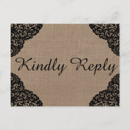 De zwarte kant van het Collectie van de Rustic Bur Uitnodiging Briefkaart