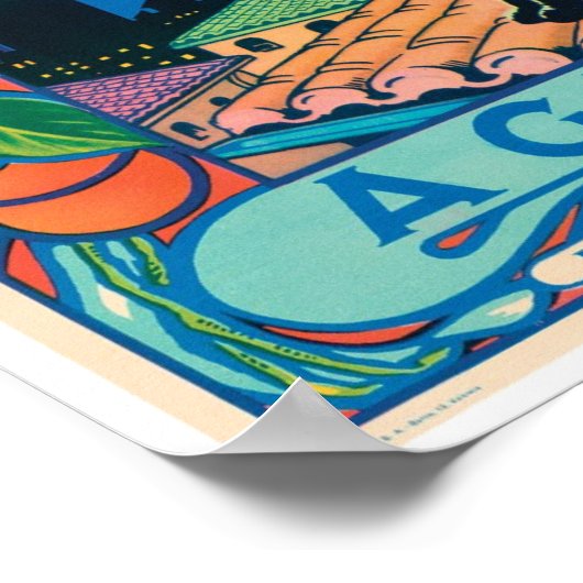 De zwarte kat Agruna Valencia Sinaasappel  kool Poster (Hoek)