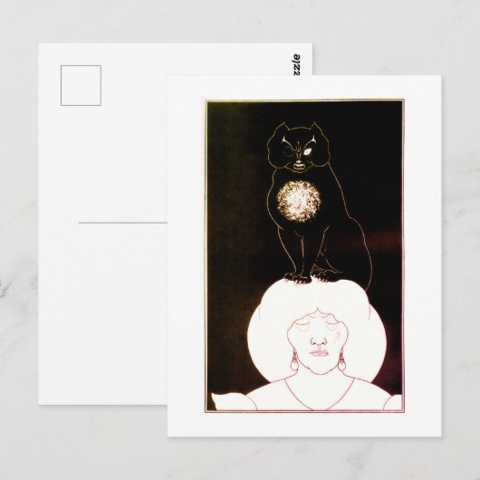 De zwarte kat, Aubrey Beardsley Briefkaart (Voorkant / Achterkant)