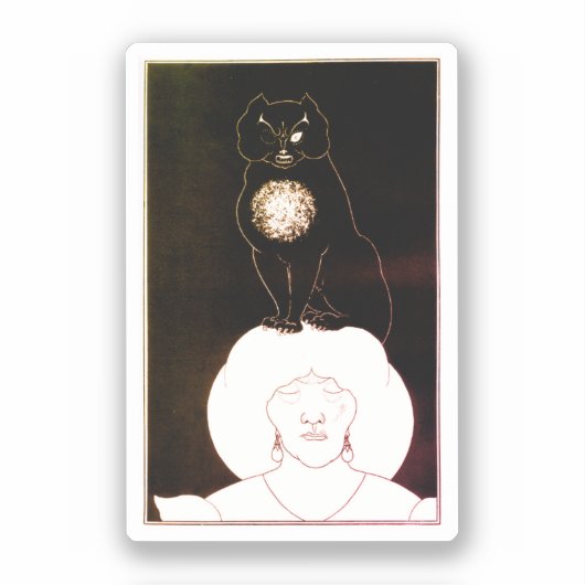 De zwarte kat, Aubrey Beardsley Sticker (Voorkant)