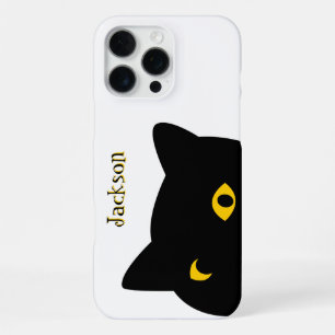 De Zwarte kat die je met Gouden ogen bekijkt op ma iPhone 16 Pro Max Hoesje