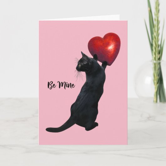 De zwarte Kat is de Kaart van de Valentijnsdag van (Voorkant)
