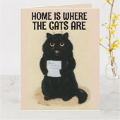 DE ZWARTE KAT KARTTHUIS IS WAAR DE VANGSTEN BIRTHD KAART (Gele Bloem)