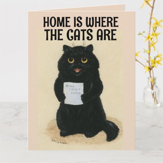 DE ZWARTE KAT KARTTHUIS IS WAAR DE VANGSTEN BIRTHD KAART (Gele Bloem)