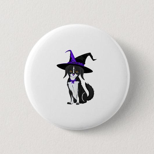 De zwarte kat op het Halloween feest. Sticker Ronde Button 5,7 Cm (Voorkant)