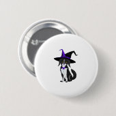 De zwarte kat op het Halloween feest. Sticker Ronde Button 5,7 Cm (Voorkant /achterkant)
