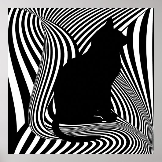De zwarte kat - optische Art Studio Poster (Voorkant)