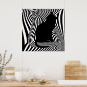 De zwarte kat - optische Art Studio Poster (Keuken)