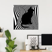 De zwarte kat - optische Art Studio Poster (Thuiskantoor)