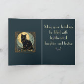 De Zwarte Kat Sieraamlampjes op Feestelijke Avonde Kaart (Binnen)