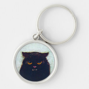 De zwarte kat sleutelhanger