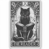 De zwarte kat tarot Kaart Sticker (Voorkant)