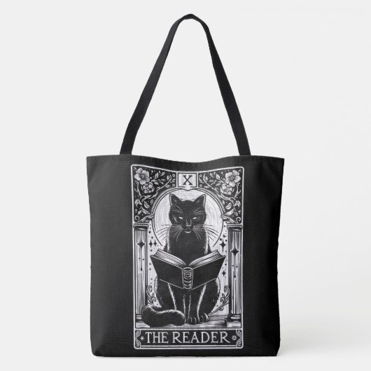 De zwarte kat tarot Kaart Tote Bag (Achterkant)