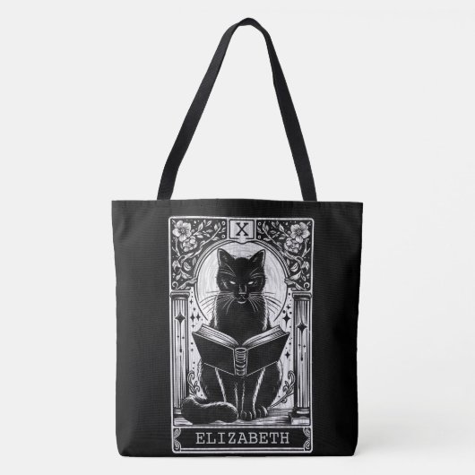 De zwarte kat tarot Kaart Tote Bag (Voorkant)