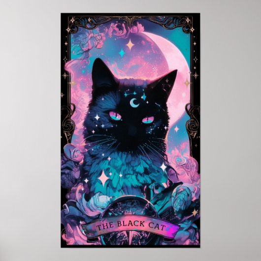 De zwarte kat Tarot Kaart Witchy Poster (Voorkant)