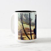 De zwarte kat tweekleurige koffiemok (Voorkant links)