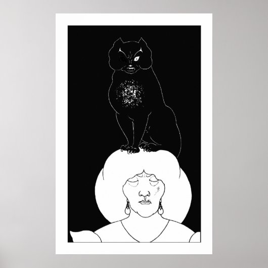 De zwarte kat van Aubrey Beardsley Poster print (Voorkant)