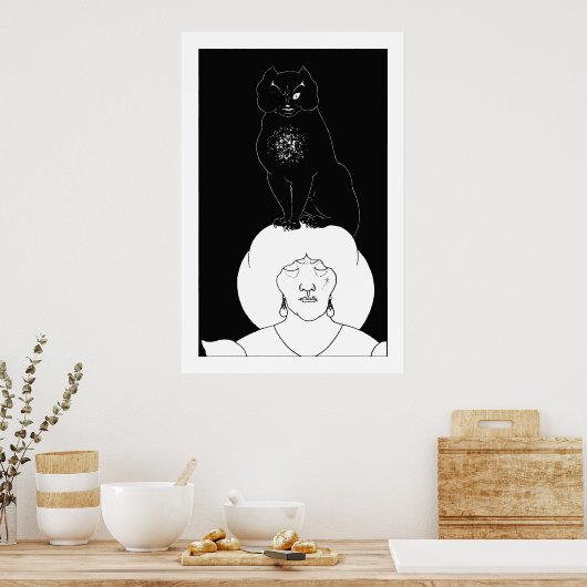 De zwarte kat van Aubrey Beardsley Poster print (Keuken)