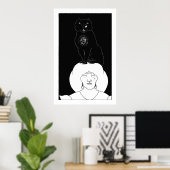 De zwarte kat van Aubrey Beardsley Poster print (Thuiskantoor)