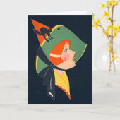 De Zwarte Kat van de Heks van het art deco Kaart (Gele Bloem)