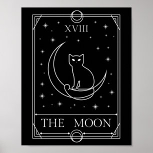 De zwarte kat van de Kaart van de Moon Tarot Poster