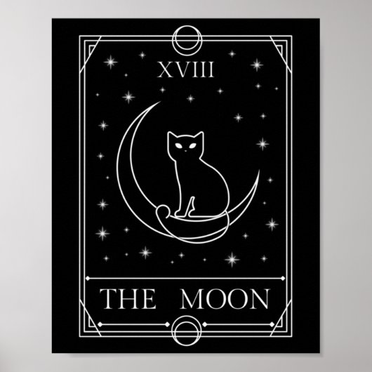 De zwarte kat van de Kaart van de Moon Tarot Poster (Voorkant)