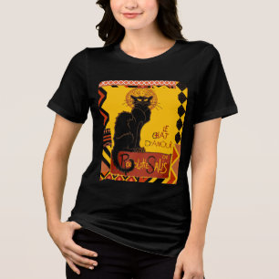 De Zwarte Kat Van De Liefde Met Etnische Rand Tri-Blend Shirt
