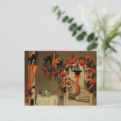 De Zwarte Kat van de Pompoen van de Lantaarn van Feestdagenkaart (Staand voorkant)