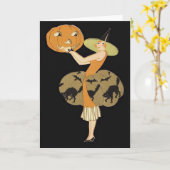 De Zwarte Kat van de Pompoen van de Lantaarn van Kaart (Gele Bloem)