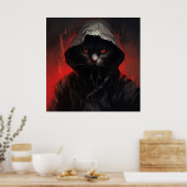 De zwarte kat van de schrik poster (Keuken)