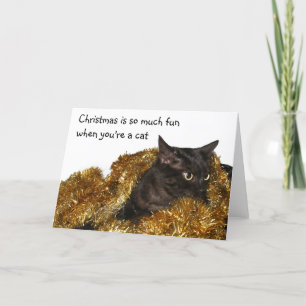 De zwarte kat van Kerstmis Feestdagen Kaart