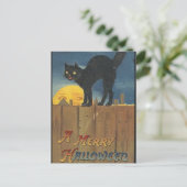 De Zwarte Kat van KRW Vintage Halloween Briefkaart (Staand voorkant)