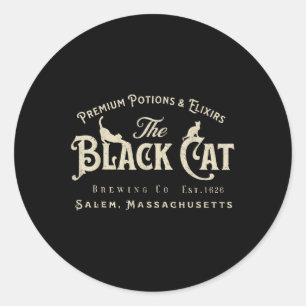 De zwarte kat Witchy Salem Est 1626 Halloween Cat Ronde Sticker