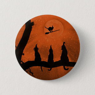 De Zwarte Katten van Halloween Ronde Button 5,7 Cm