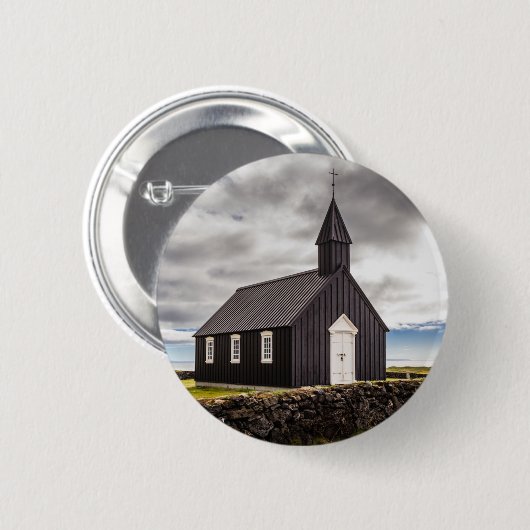 De Zwarte Kerk van Budir, IJsland Ronde Button 5,7 Cm (Voorkant /achterkant)