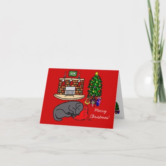 De zwarte Kerstkaarten van de Labrador Feestdagen Kaart (Voorkant)