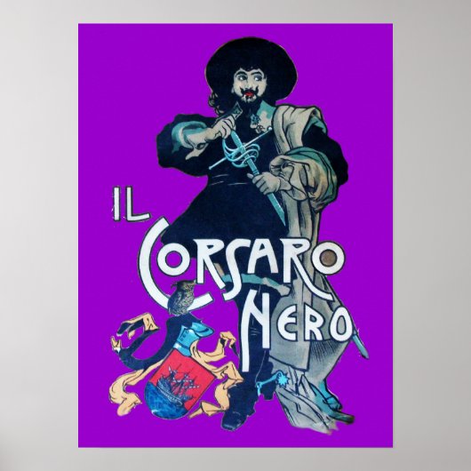 DE ZWARTE KORSAAR paars Poster (Voorkant)
