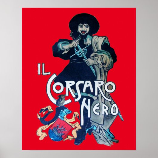 DE ZWARTE KORSAAR Rood Poster (Voorkant)