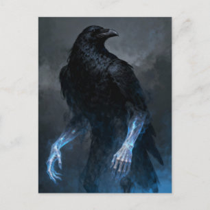 De zwarte kraai met menselijke armen dark fantasy briefkaart