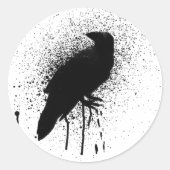 De zwarte kraai ronde sticker (Voorkant)
