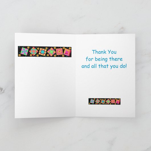 De zwarte Kunst van het Blok van het Dekbed van Bedankkaart (Binnen)